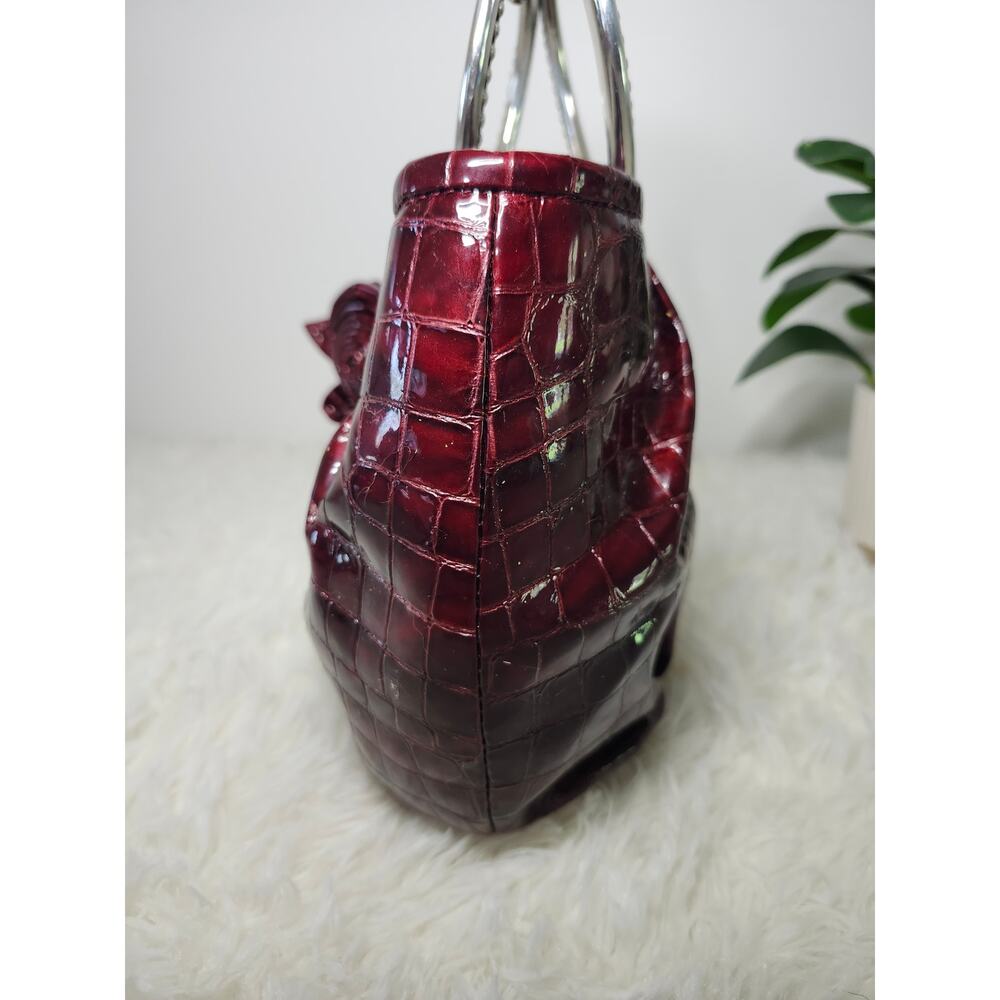 Brighton NWOT Angelina Satchel Burgundy Leather Silver Whimsigoth Heart - Picture 7 of 16